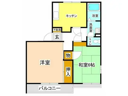 ジュネスピアA(2DK/2階)の間取り写真