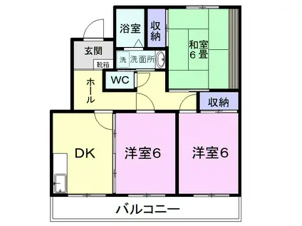 ソシアベル(3DK/1階)の間取り写真