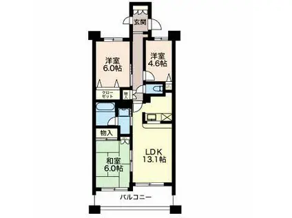 ベルクリア(3LDK/6階)の間取り写真
