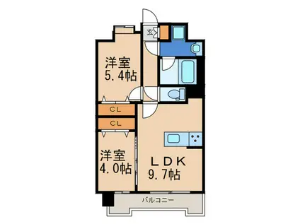 CINQ IWASE BLD(2LDK/10階)の間取り写真