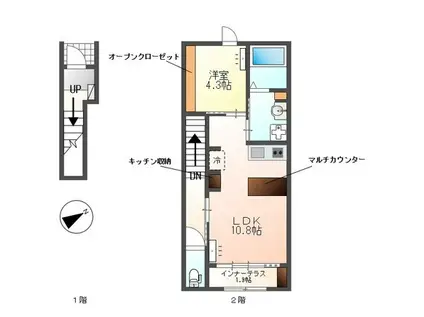 サンフェリーチェS(1LDK/2階)の間取り写真