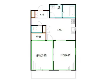 カーサヴェルデ(2DK/2階)の間取り写真