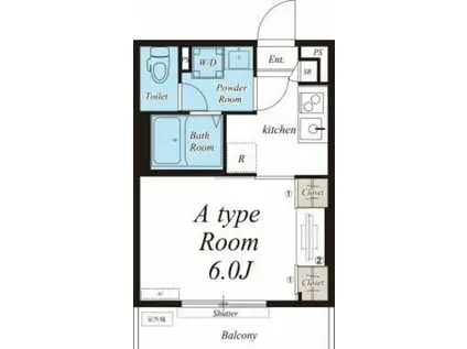リブリ・東四つ木(1K/1階)の間取り写真