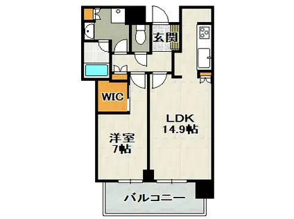 ジオタワー宝塚グランレジス 南棟(1LDK/4階)の間取り写真
