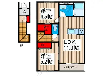 リーブルファイン松戸小金原(2LDK/2階)の間取り写真