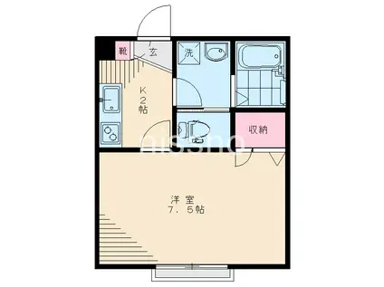 ビオトープ(1K/2階)の間取り写真