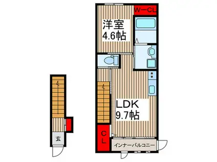 オアシス久米(1LDK/2階)の間取り写真
