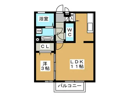 グラノーラ(1LDK/2階)の間取り写真