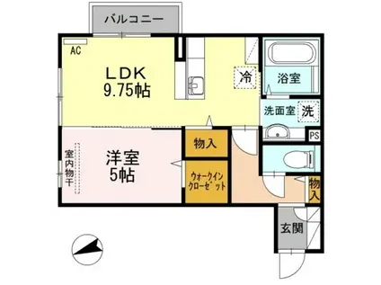 グランツA(1LDK/2階)の間取り写真