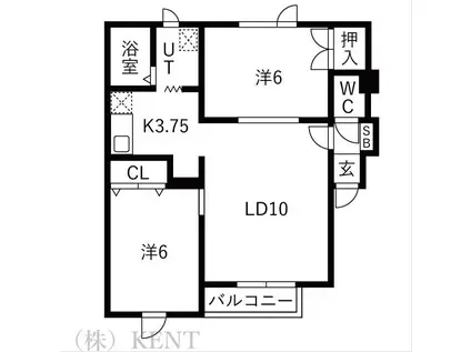 プレジール山の手(2LDK/1階)の間取り写真