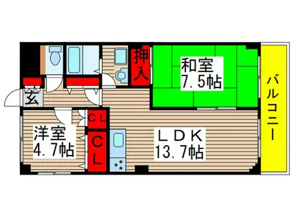 ウィンディヒルズ(2LDK/3階)の間取り写真