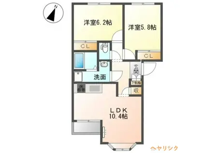 ナミアピア(2LDK/2階)の間取り写真