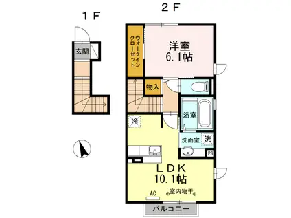 LA PRIMEURラプリムール(1LDK/2階)の間取り写真