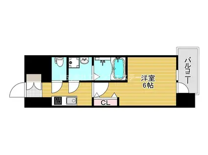 レジュールアッシュOSAKAGATEWAY(1K/2階)の間取り写真