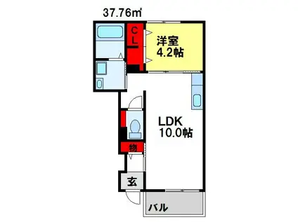 フィールズ イースト I(1LDK/1階)の間取り写真