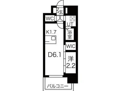 メイクスWアート上前津V(1DK/3階)の間取り写真