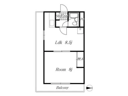 緑園第2サンコーポ(1LDK/2階)の間取り写真