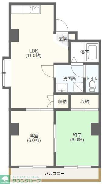 原田ビル(2LDK/3階)の間取り写真