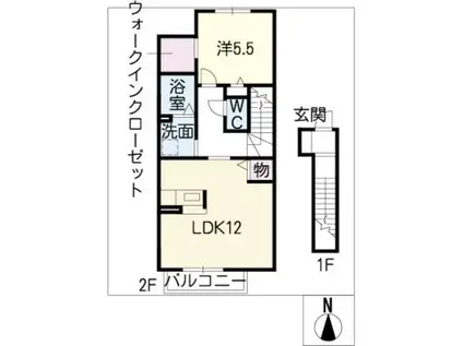 メゾンフォレスト(1LDK/2階)の間取り写真