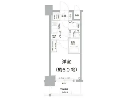 エスリード難波ザ・アーク(1K/10階)の間取り写真