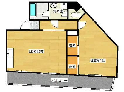 コーポ中広(1LDK/2階)の間取り写真