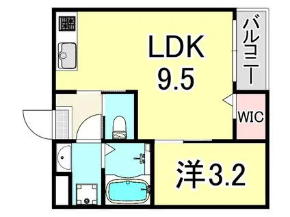BEST VILLAGE鳴尾町(1LDK/1階)の間取り写真