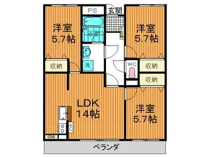 ブッシュ・クローバー(3LDK/2階)の間取り写真