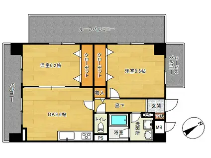 幕張本郷テクノプラザ(2DK/3階)の間取り写真