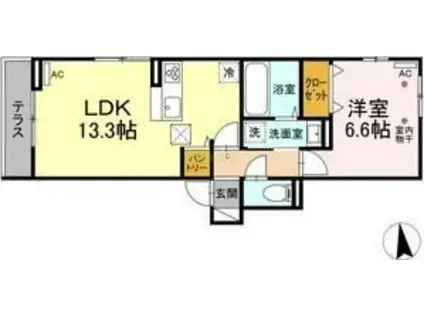 D-ROOM CINNAMON(1LDK/1階)の間取り写真