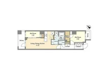 グランカーサ瑞江(2LDK/2階)の間取り写真