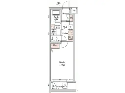東武東上線 上板橋駅 敷礼無 3月下旬入居可能 先行契約のみ(1K/2階)の間取り写真