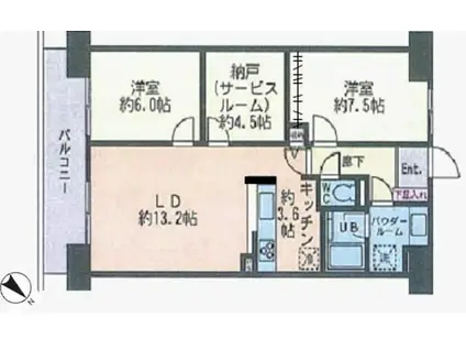 ドゥーエ南長崎(2SLDK/3階)の間取り写真