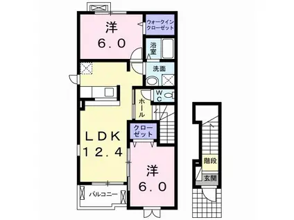 ステラルーチェB(2LDK/2階)の間取り写真