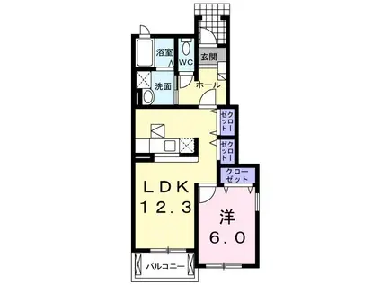 ラフィネドゥ(1LDK/1階)の間取り写真