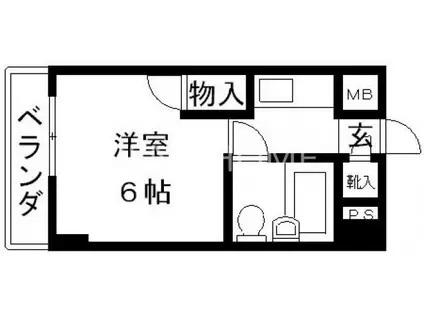 ハイムリップル荒川(1K/6階)の間取り写真