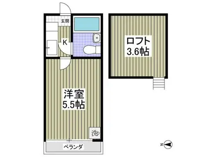 マーガレット(1K/2階)の間取り写真