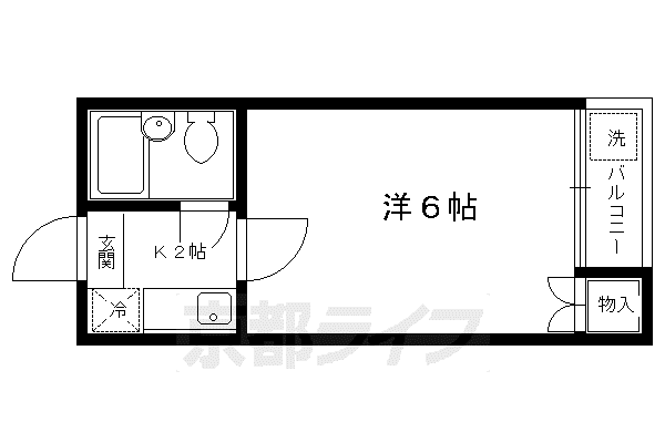 UPPER ウエストSIDE西賀茂(1K/1階)の間取り写真