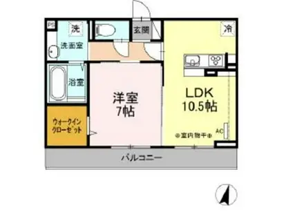 イーレクスN(1LDK/1階)の間取り写真