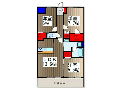 プライムホーム大宮(3LDK/8階)の間取り写真
