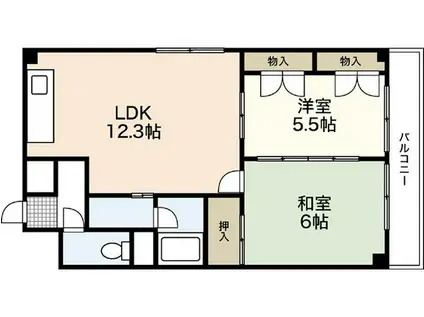 安井マンション(2LDK/5階)の間取り写真