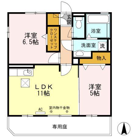 ミントA棟(2LDK/1階)の間取り写真