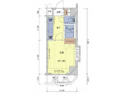 メインステージ神田駅前(1K/3階)の間取り写真