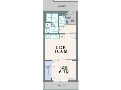 フィールドコート フォリア(1LDK/3階)の間取り写真