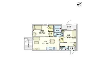 カメリア赤塚(2LDK/1階)の間取り写真