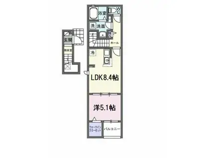 西条町寺家アパート A(1LDK/2階)の間取り写真