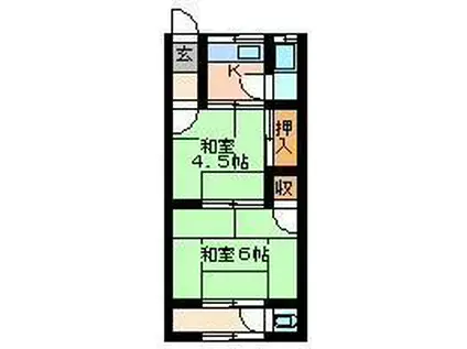 浜口荘(2K/2階)の間取り写真