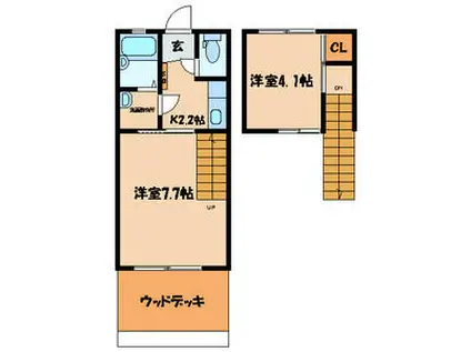 メゾン山部(2K/1階)の間取り写真