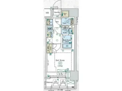 GENOVIA阪東橋IISKYGARDEN(1K/10階)の間取り写真