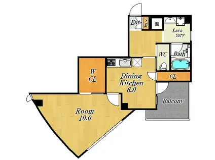 プライムヴィラミハラII(1DK/3階)の間取り写真
