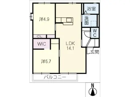 ポールプラン(2LDK/2階)の間取り写真